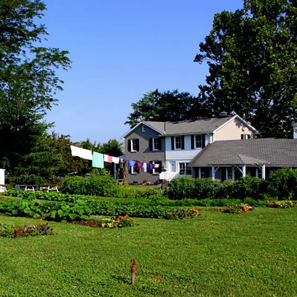 Historic photo of the gardens at Plain & Fancy Farm