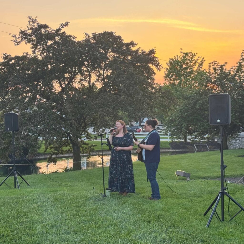 Live music outside on the lawn at Plain & Fancy Farm in Lancaster County